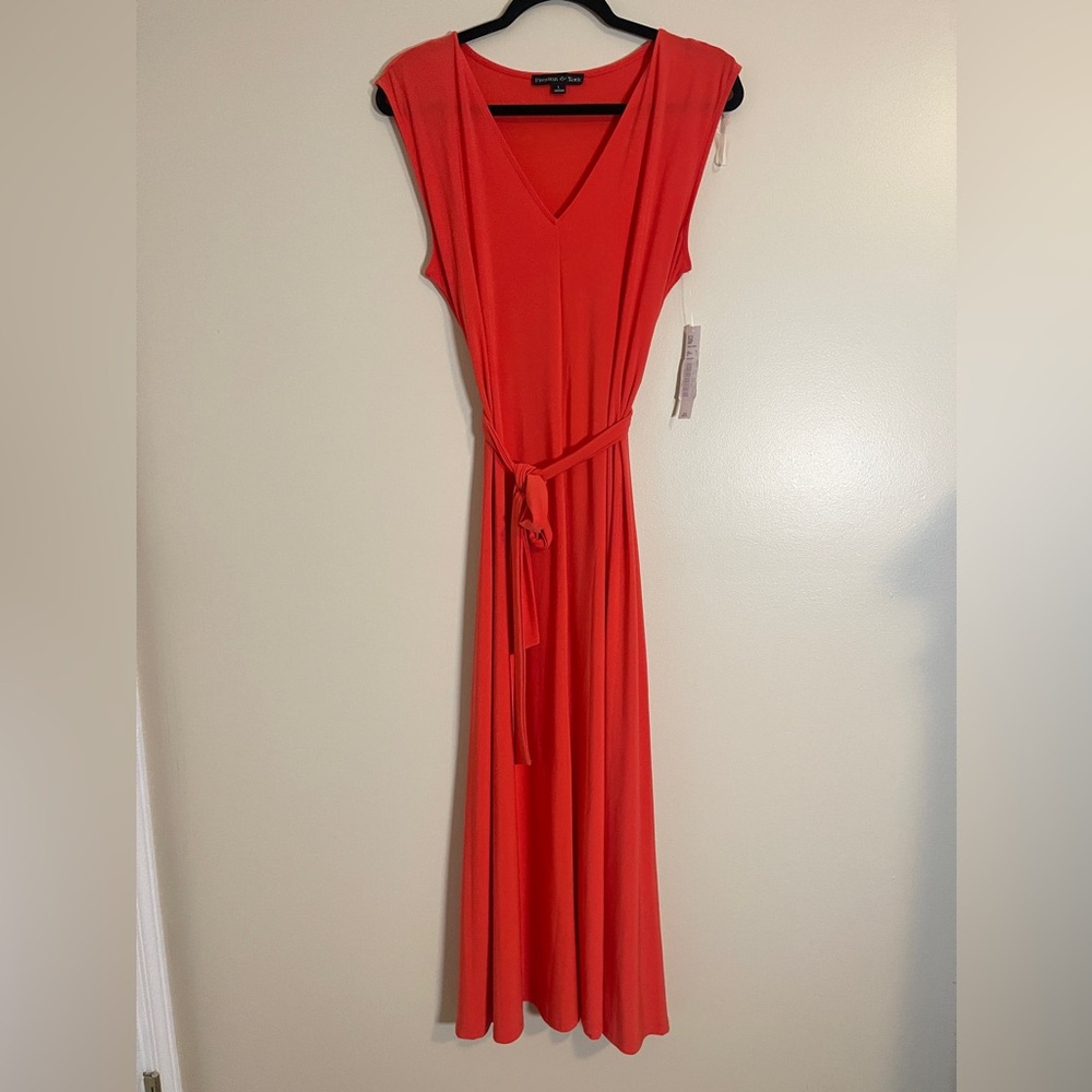 Preston & York Dress Womens Large Coral Midi Classic Minimalist Sleeveless NWT
